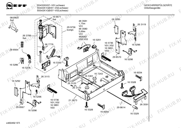 Взрыв-схема посудомоечной машины Neff S5543X1GB - Схема узла 05