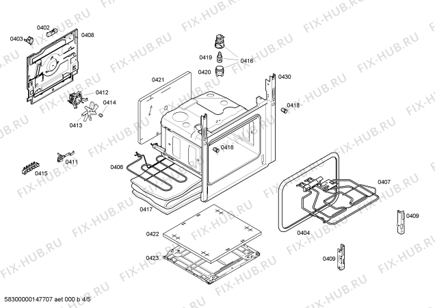Взрыв-схема плиты (духовки) Bosch HCE644120R - Схема узла 04
