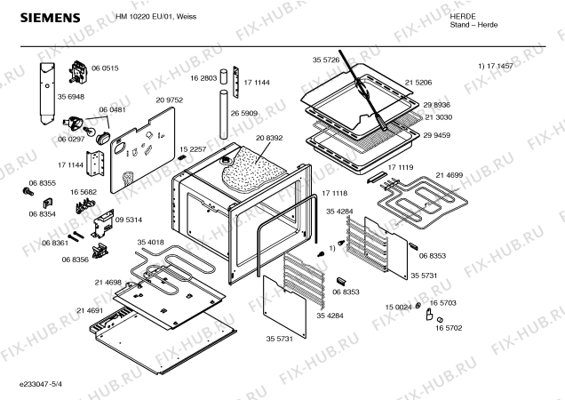 Схема №3 HM10220EU с изображением Инструкция по эксплуатации для электропечи Siemens 00523664