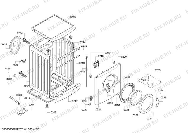 Взрыв-схема стиральной машины Siemens WM14E3S5 ecoExklusiv varioPerfect iQ300 - Схема узла 02