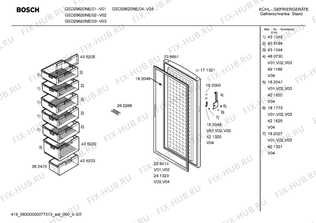 Взрыв-схема холодильника Bosch GSD29620NE - Схема узла 02