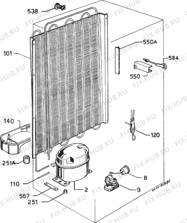 Взрыв-схема холодильника Zanussi ZFC83L - Схема узла Cooling system 017