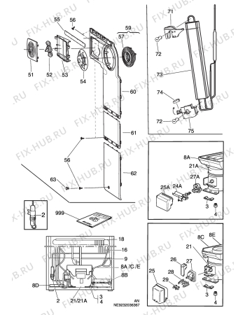Взрыв-схема холодильника Electrolux ERE3000 - Схема узла C10 Cold, users manual