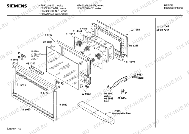 Схема №2 HF6504 с изображением Инструкция по эксплуатации для микроволновки Siemens 00512839
