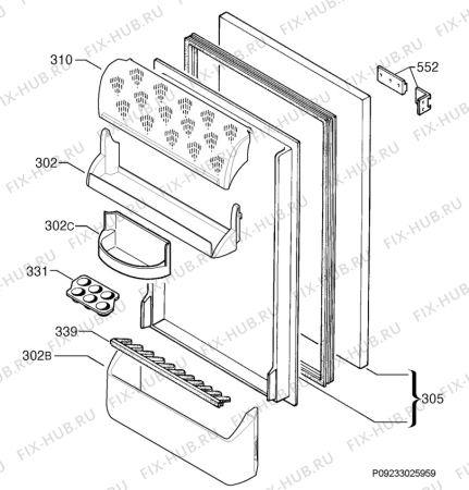 Взрыв-схема холодильника Electrolux FI1510FA - Схема узла Door 003