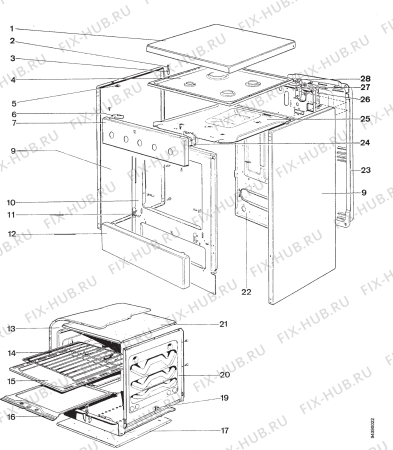 Взрыв-схема холодильника Zanussi ZC505C - Схема узла Section 1