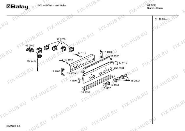 Схема №2 3CL448V с изображением Панель управления для плиты (духовки) Bosch 00362631
