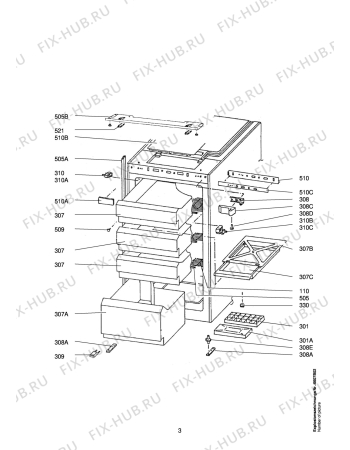 Взрыв-схема холодильника Aeg BLOMBERG FI51030 - Схема узла Housing 001