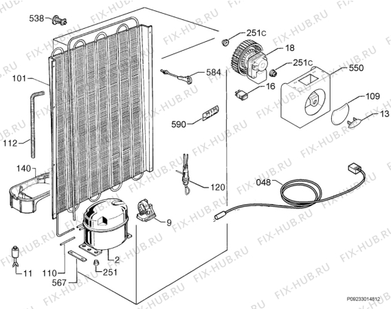 Взрыв-схема холодильника Electrolux ERC2526X - Схема узла Cooling system 017