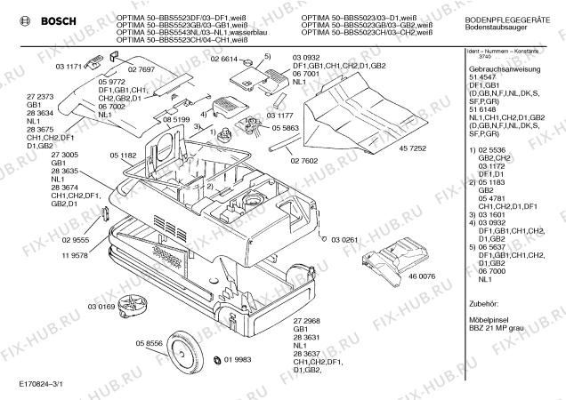 Схема №1 BBS5161GB OPTIMA 51 с изображением Мотор вентилятора для мини-пылесоса Bosch 00140591