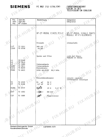 Схема №5 FC825712 с изображением Сервисная инструкция для телевизора Siemens 00535143