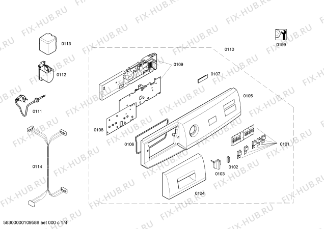 Схема №3 WS07F260TI WM270XS с изображением Панель управления для стиралки Siemens 00669500