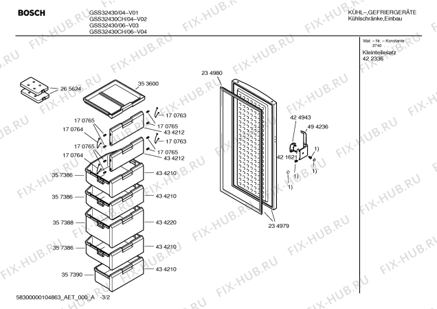 Взрыв-схема холодильника Bosch GSS32430 - Схема узла 02