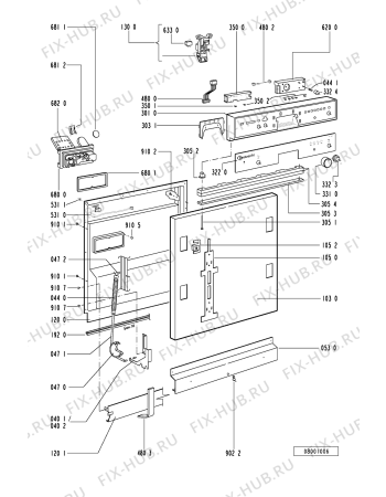 Схема №1 GSI 4941 R-IX с изображением Панель для посудомоечной машины Whirlpool 481245379804