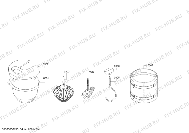 Взрыв-схема кухонного комбайна Bosch MUM58W56DE - Схема узла 03