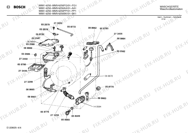 Взрыв-схема стиральной машины Bosch WMV4250FG - Схема узла 04