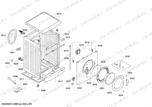 Взрыв-схема стиральной машины Bosch WAE284F3 Bosch Maxx 7 VarioPerfect - Схема узла 02