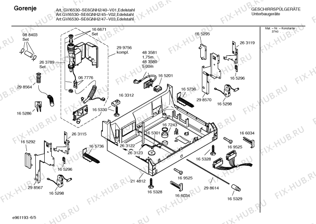Взрыв-схема посудомоечной машины Gorenje SE6GNH2 - Схема узла 05