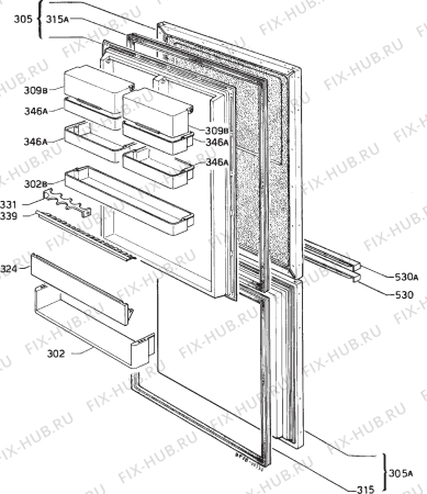 Взрыв-схема холодильника Rex RK3150.1R - Схема узла Door 003