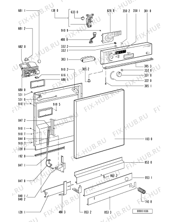 Схема №2 ADP 2966/1 WHM с изображением Панель для посудомоечной машины Whirlpool 481245370751