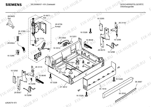 Взрыв-схема посудомоечной машины Siemens SE25090 - Схема узла 05
