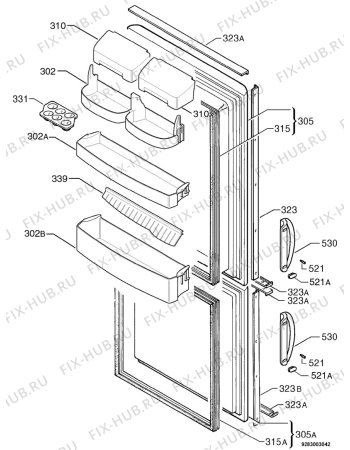 Взрыв-схема холодильника Corbero FC1850P/2 - Схема узла Door 003