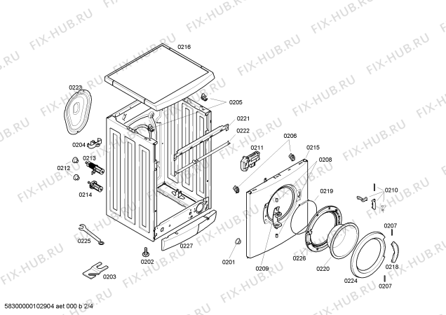Взрыв-схема стиральной машины Bosch WFO1661BY Maxx WFO 1661 - Схема узла 02