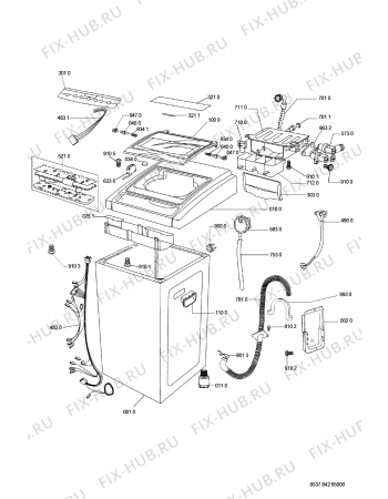 Схема №1 AWG 841 с изображением Соединительный элемент для стиралки Whirlpool 481250518385