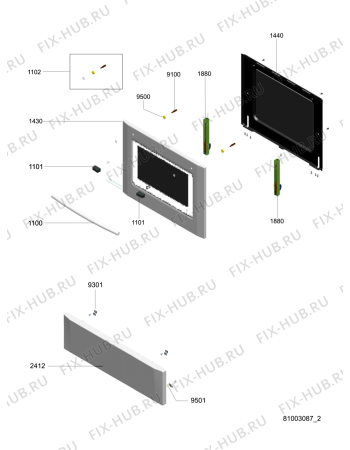 Схема №1 FS100WH с изображением Дверца для плиты (духовки) Whirlpool 482000000826