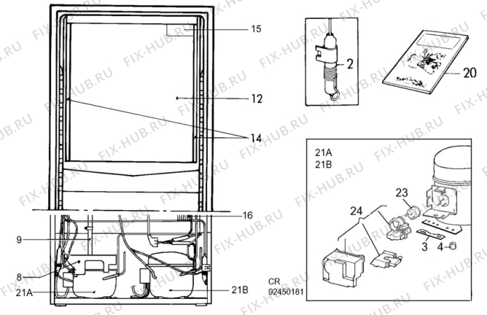 Взрыв-схема холодильника Zanussi ZFC21/2L - Схема узла C10 Cold, users manual