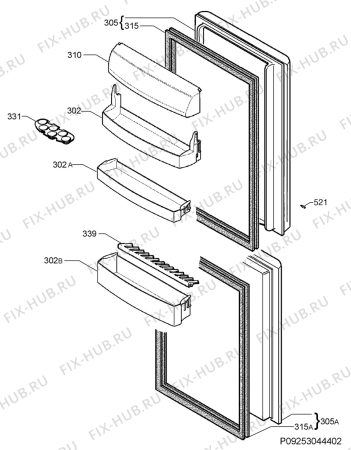 Взрыв-схема холодильника Zanussi ZRB939NX2 - Схема узла Door 003