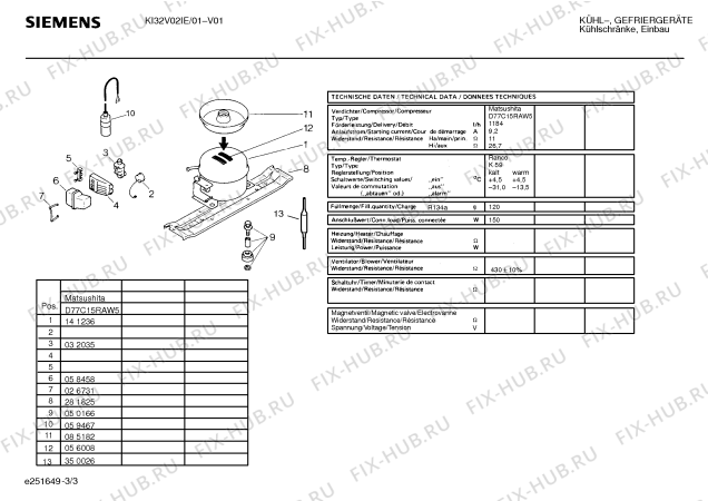 Взрыв-схема холодильника Siemens KI32V02IE - Схема узла 03