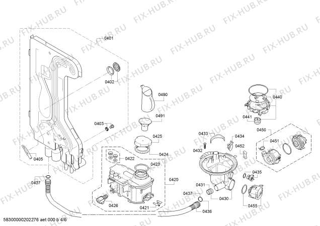 Взрыв-схема посудомоечной машины Bosch SMU41D22SK SilencePlus, Serie 4 - Схема узла 04