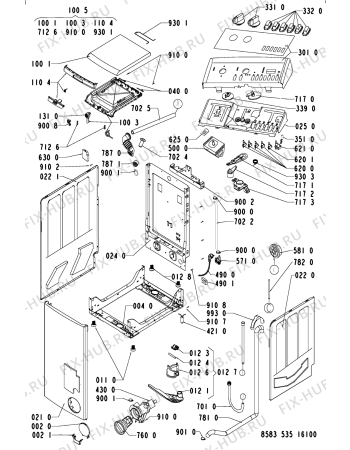 Схема №1 WAT 53510 с изображением Микропереключатель для стиралки Whirlpool 481228219307