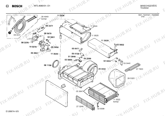 Взрыв-схема сушильной машины Bosch WTL4680 ELECTRONIC - Схема узла 05