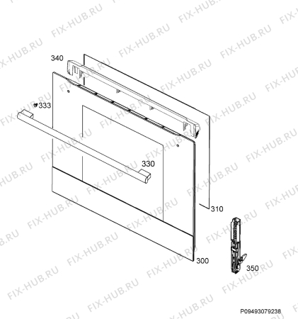 Взрыв-схема плиты (духовки) Electrolux FQ13N - Схема узла Door