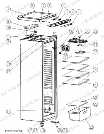 Взрыв-схема холодильника Zanussi ZRA635CWO - Схема узла Housing 001