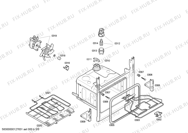 Схема №3 P1HEB59050 с изображением Крышка для духового шкафа Bosch 00496039