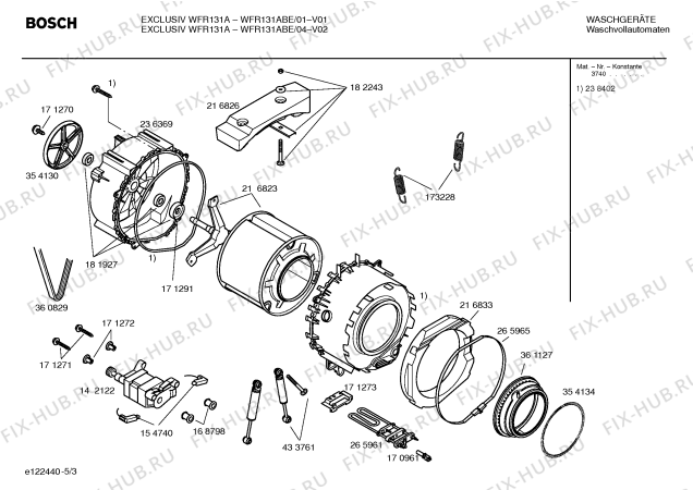 Схема №1 WFR131ABE EXCLUSIV WFR131A с изображением Инструкция по установке и эксплуатации для стиральной машины Bosch 00586483