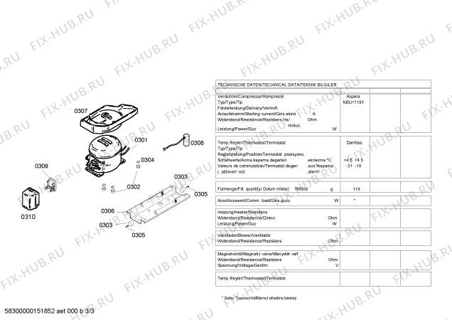Взрыв-схема холодильника Profilo BD2608TS - Схема узла 03