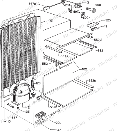 Взрыв-схема холодильника Zanussi ZV240C - Схема узла Cooling system 017