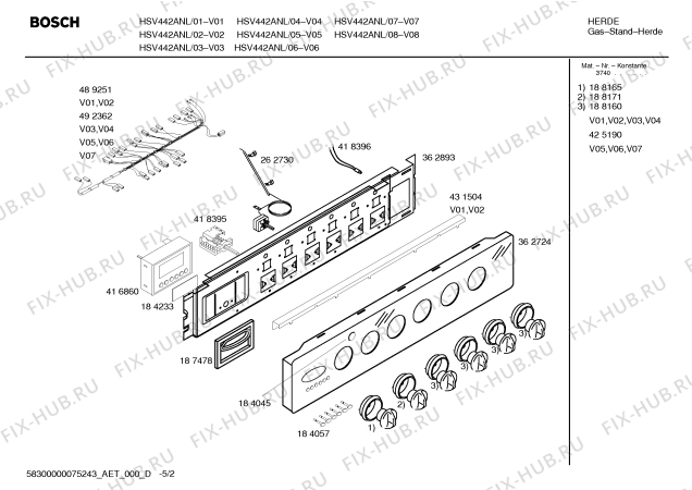 Схема №2 HSV443ANL Bosch с изображением Инструкция по эксплуатации для электропечи Bosch 00586260