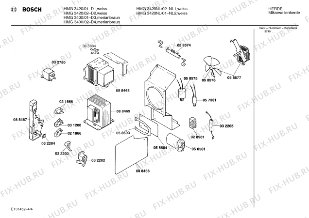 Взрыв-схема микроволновой печи Bosch HMG3420 - Схема узла 04
