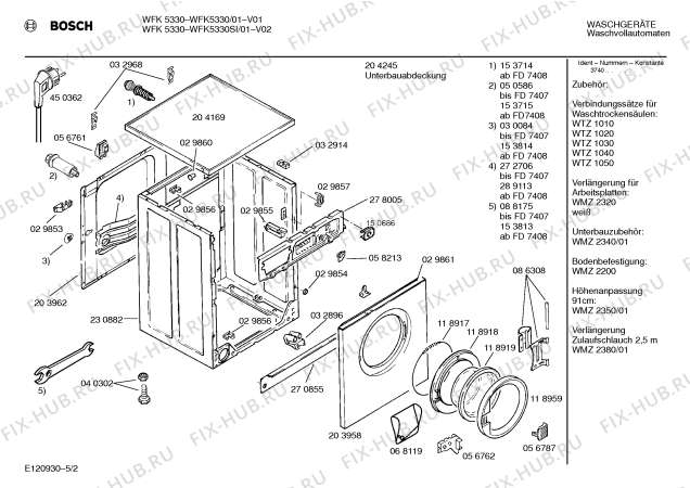 Схема №1 WFK5330SI WFK5330 с изображением Панель для стиральной машины Bosch 00286721