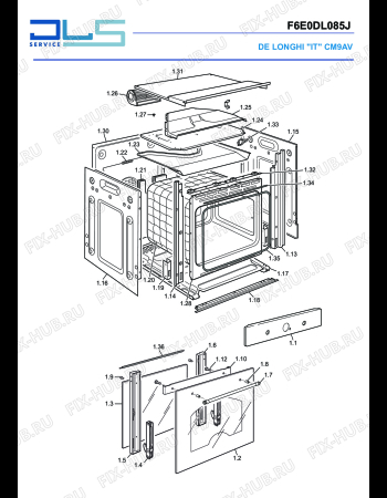 Схема №2 CM 9 AV с изображением Корпусная деталь для духового шкафа DELONGHI 35F6040JD1