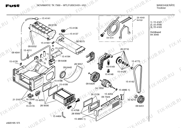 Взрыв-схема сушильной машины Novamatic WTLFU05CH NOVAMATIC TK7500 - Схема узла 05