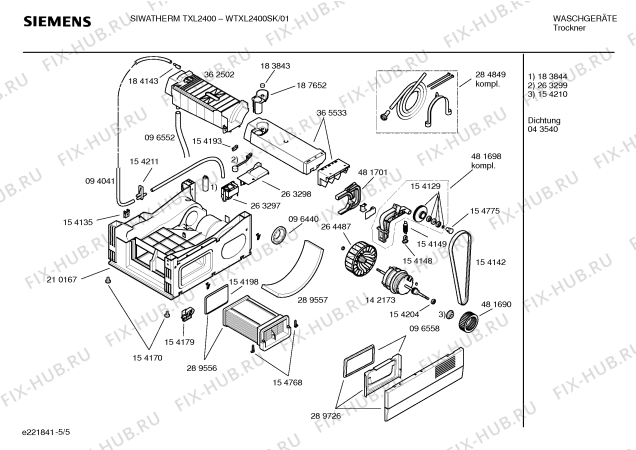 Схема №1 WTXL2400SK SIWATHERM TXL2400 с изображением Инструкция по установке и эксплуатации для сушильной машины Siemens 00580397