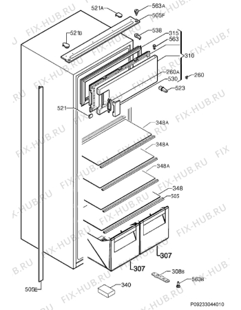Взрыв-схема холодильника Aeg SFB51221DS - Схема узла Housing 001