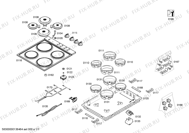 Схема №1 T1113N2EU с изображением Столешница для плиты (духовки) Bosch 00682892