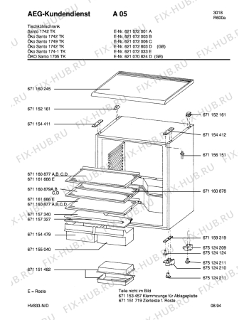 Взрыв-схема холодильника Aeg SAN1742TK - Схема узла Housing 001